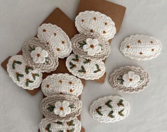 crocheted hair clips